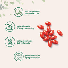 Coconut MCT oil visual emphasizes enhanced fat-soluble absorption for CoQ10