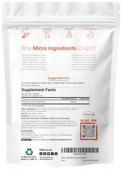 Micro Ingredients CoQ10 100mg per serving shown on label for clear dosing.