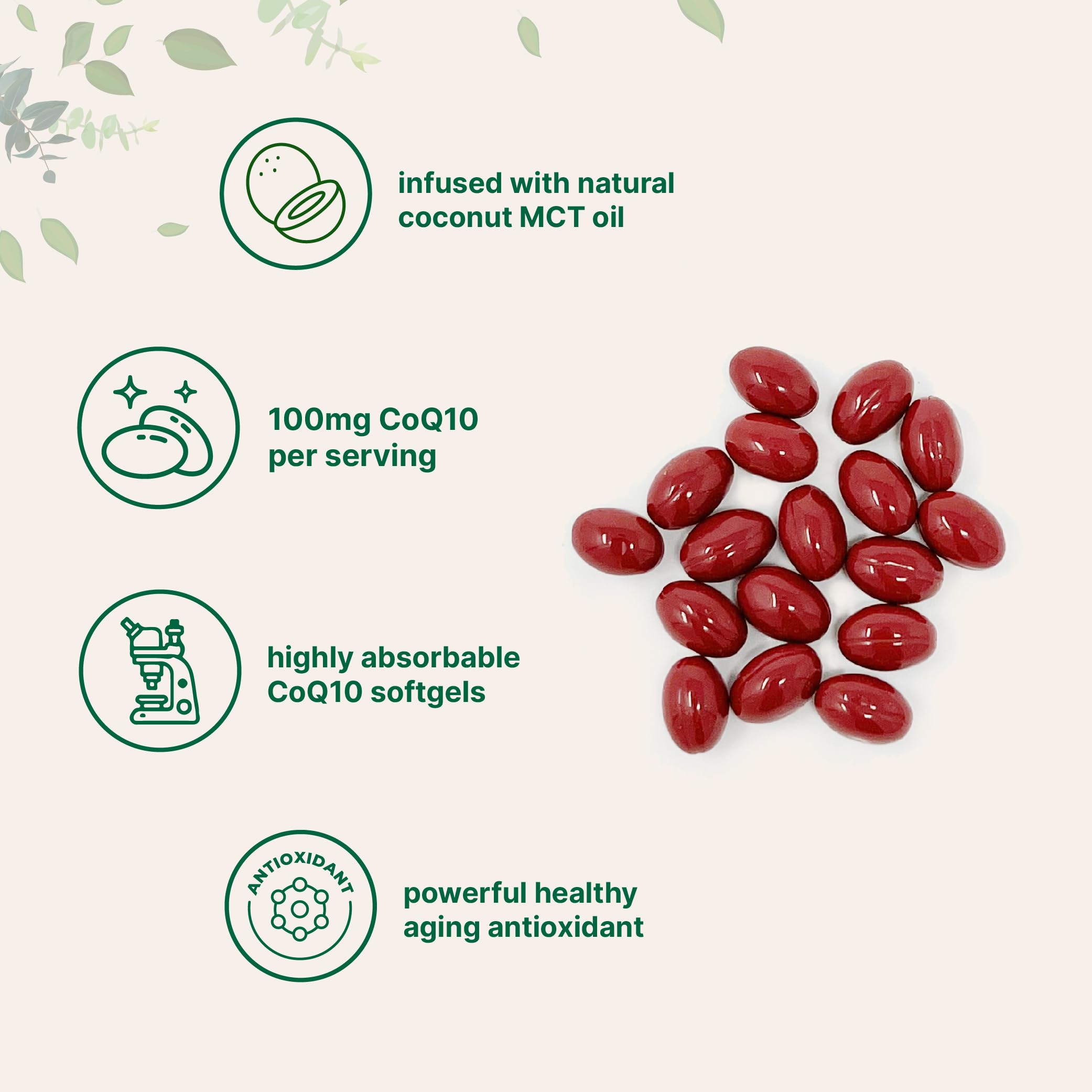 Micro Ingredients CoQ10 two-softgel serving supports simple daily routine.