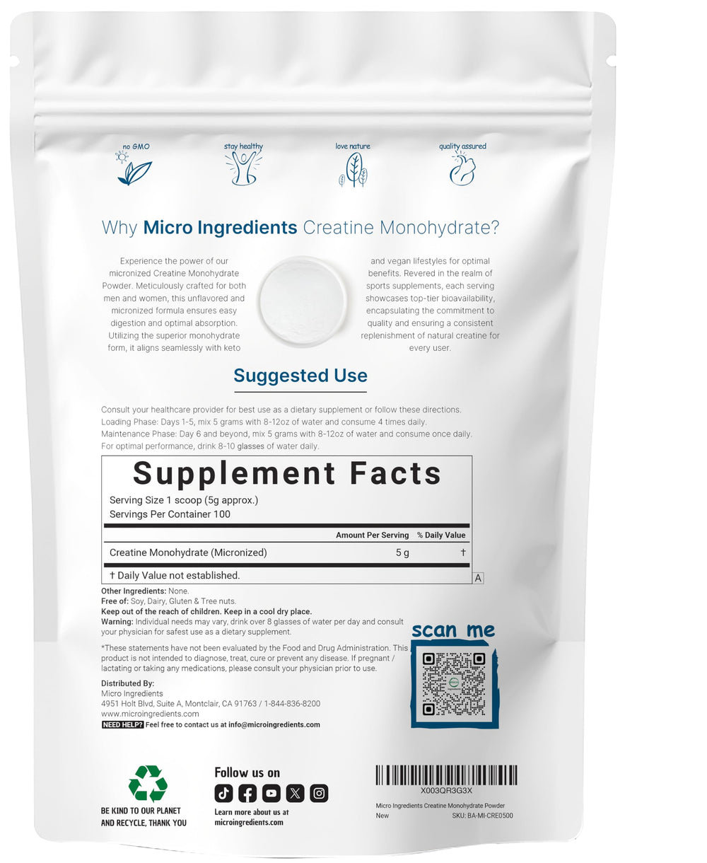 5 g scoop of Micro Ingredients creatine monohydrate for precise dosing