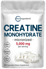 Micro Ingredients creatine monohydrate capsules bottle for easy daily use during workouts
