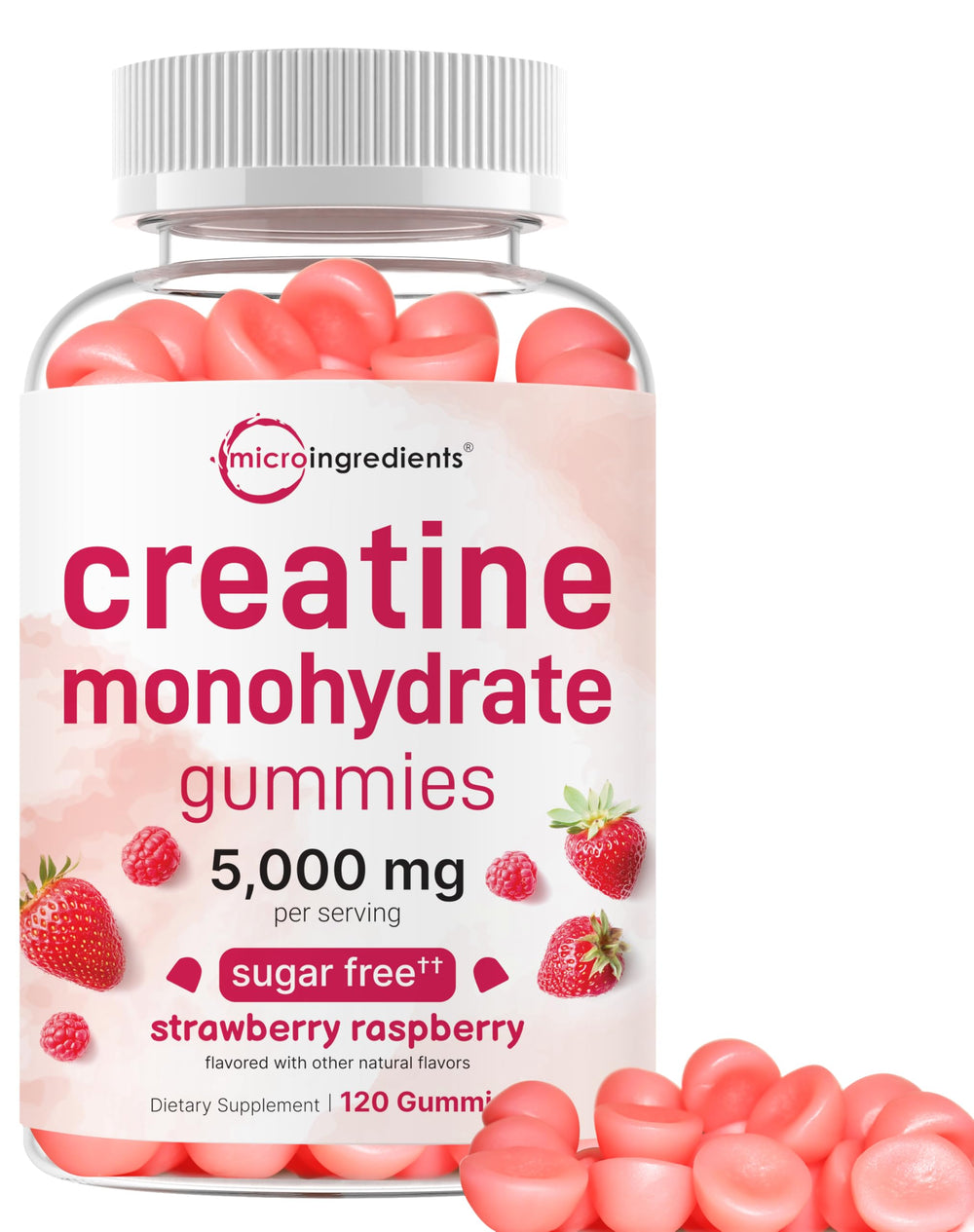 Micro Ingredients Creatine Monohydrate Gummies bottle shown for convenient daily energy support