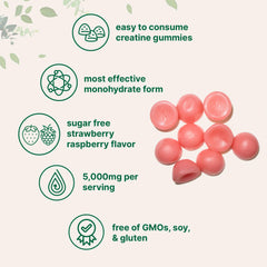 Flavor close-up of Micro Ingredients Creatine Monohydrate Gummies strawberry raspberry