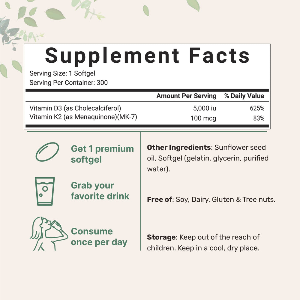 Close-up of D3 K2 softgels inside the bottle for easy swallowing.