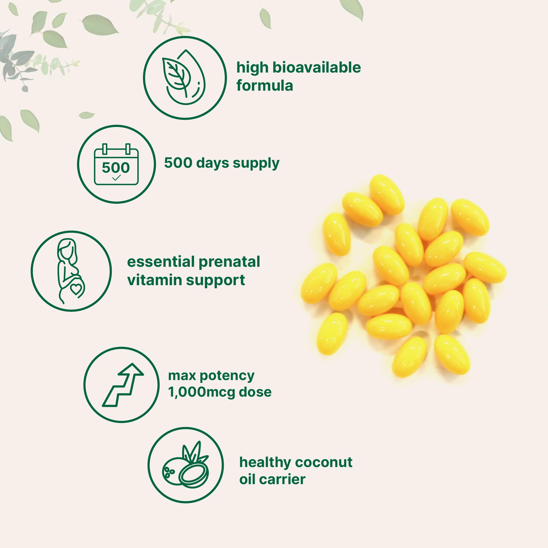 Daily 1000 mcg folic acid softgel by Micro Ingredients for prenatal nutrition