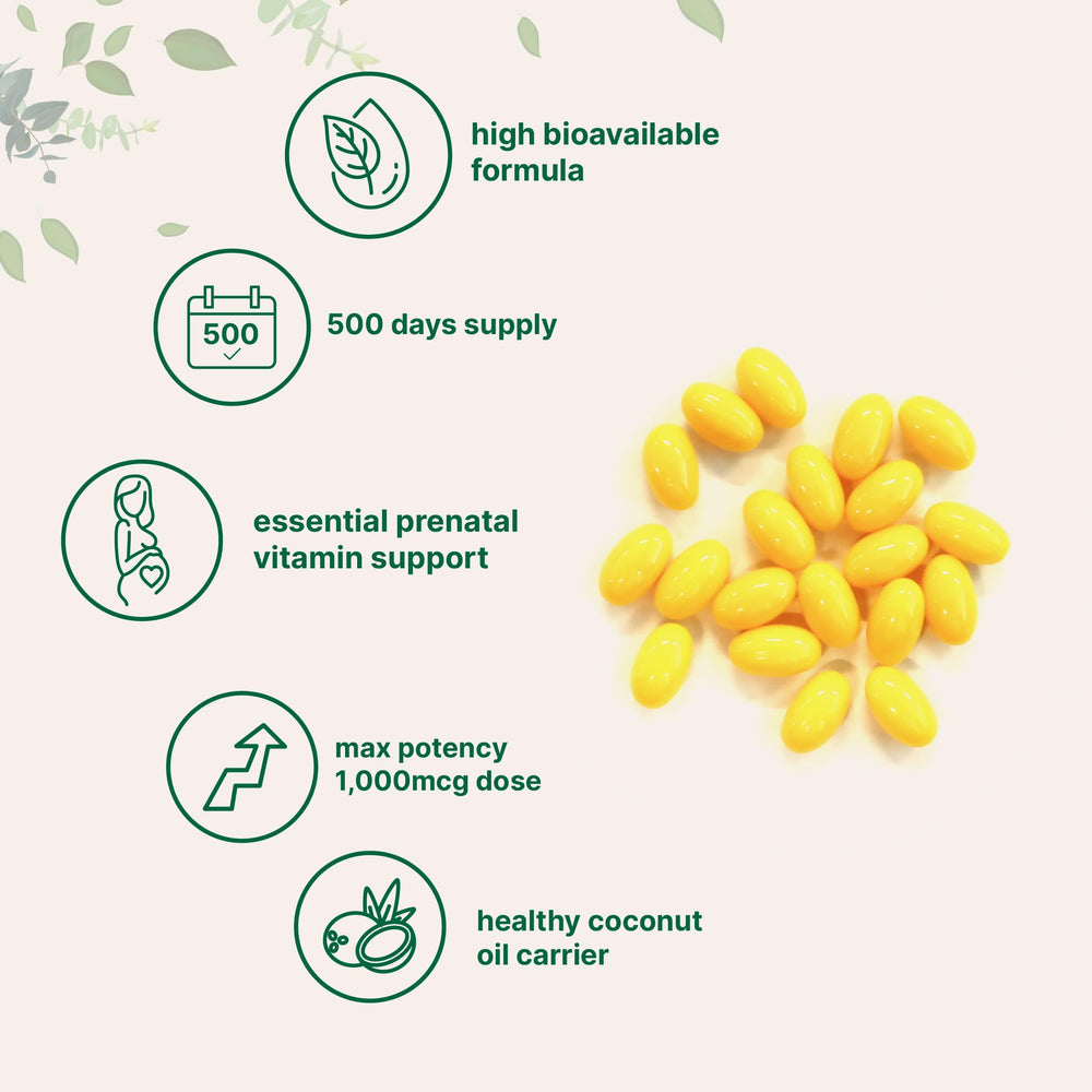 Daily 1000 mcg folic acid softgel by Micro Ingredients for prenatal nutrition