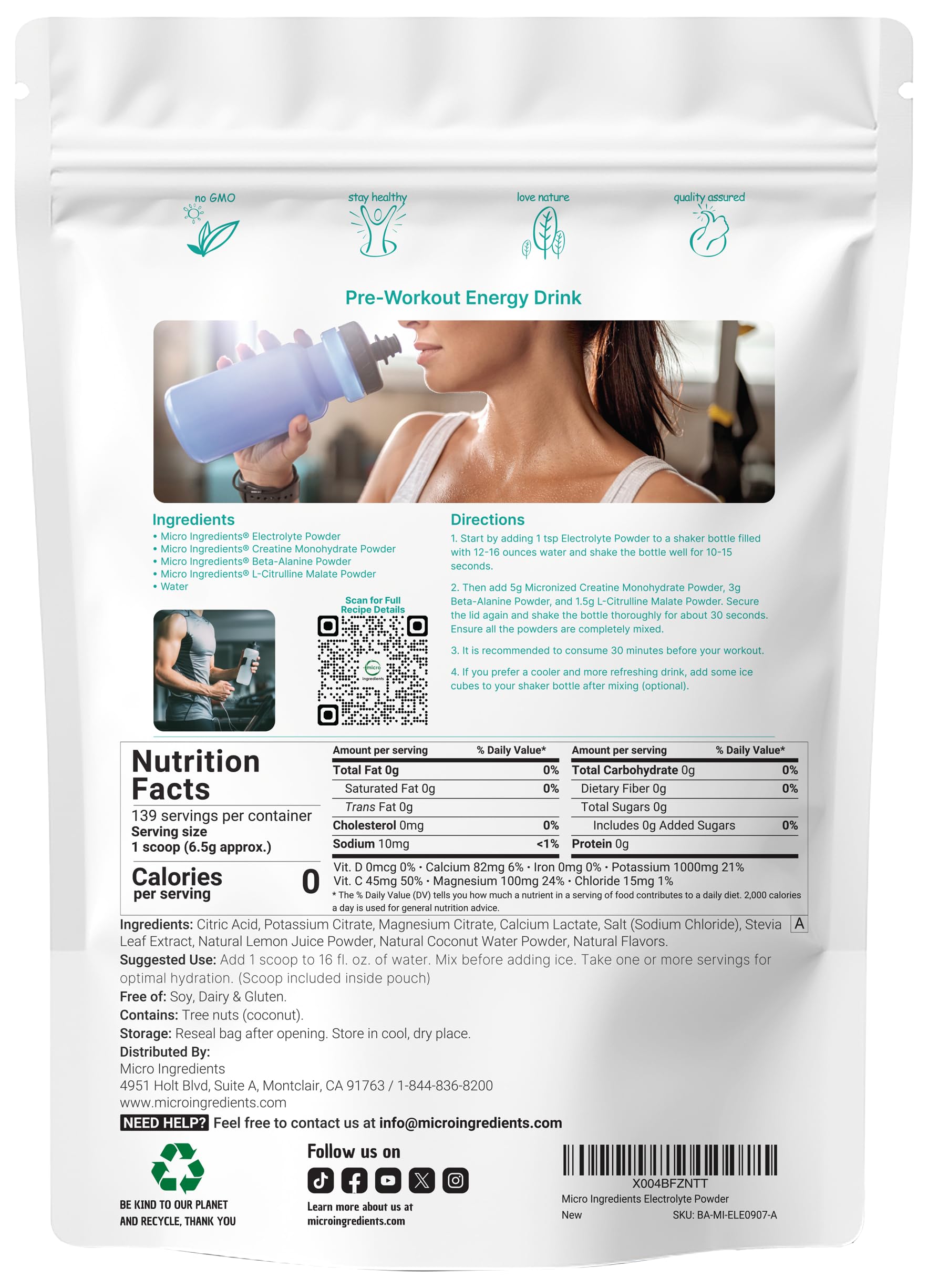 Micro Ingredients Electrolyte Powder glass with prepared lemon-raspberry drink ready to sip