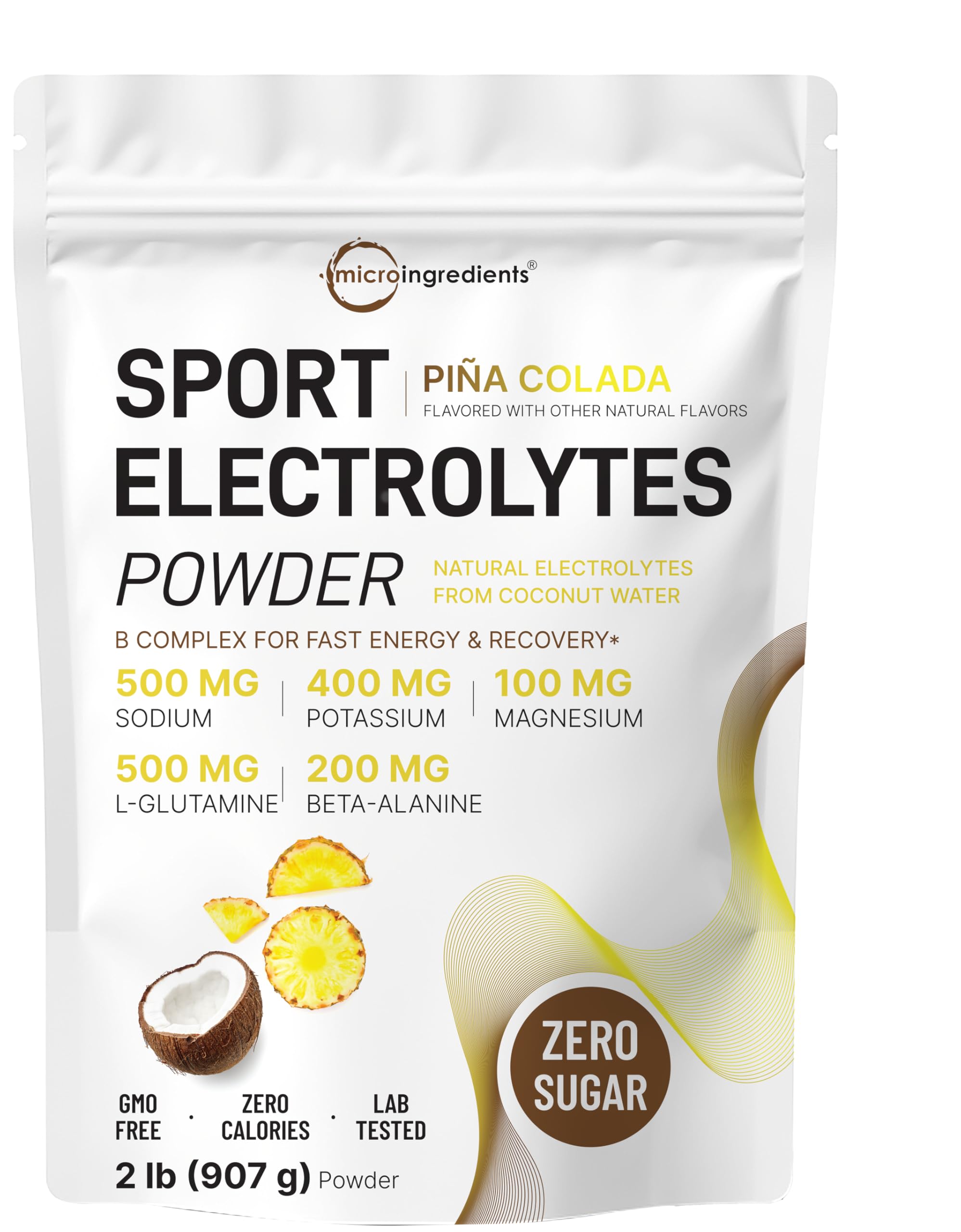 Micro Ingredients electrolytes powder in pina colada glass for post-workout hydration