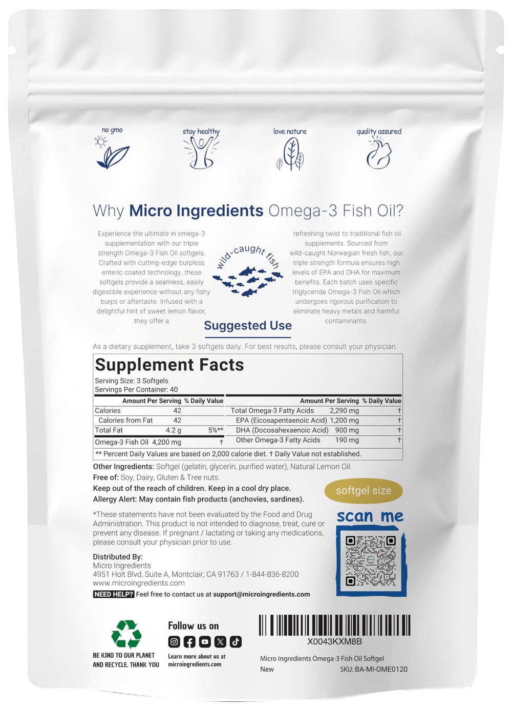 Micro Ingredients burpless enteric-coated softgels for smoother digestion and minimal aftertaste