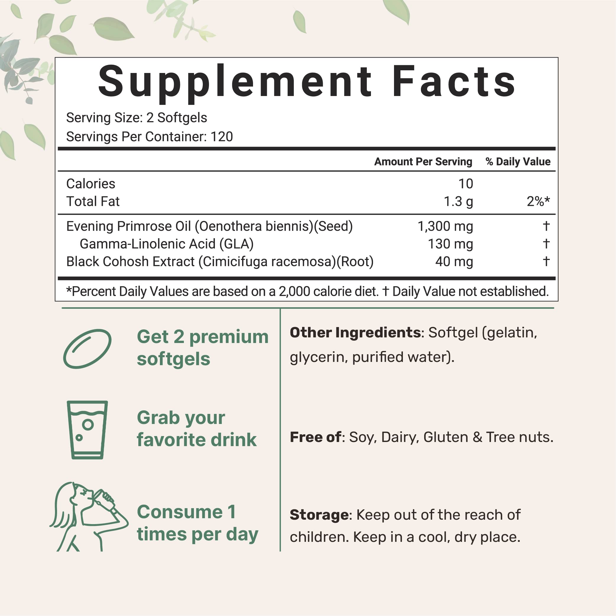 Micro Ingredients Evening Primrose Oil softgels arranged for easy daily use.