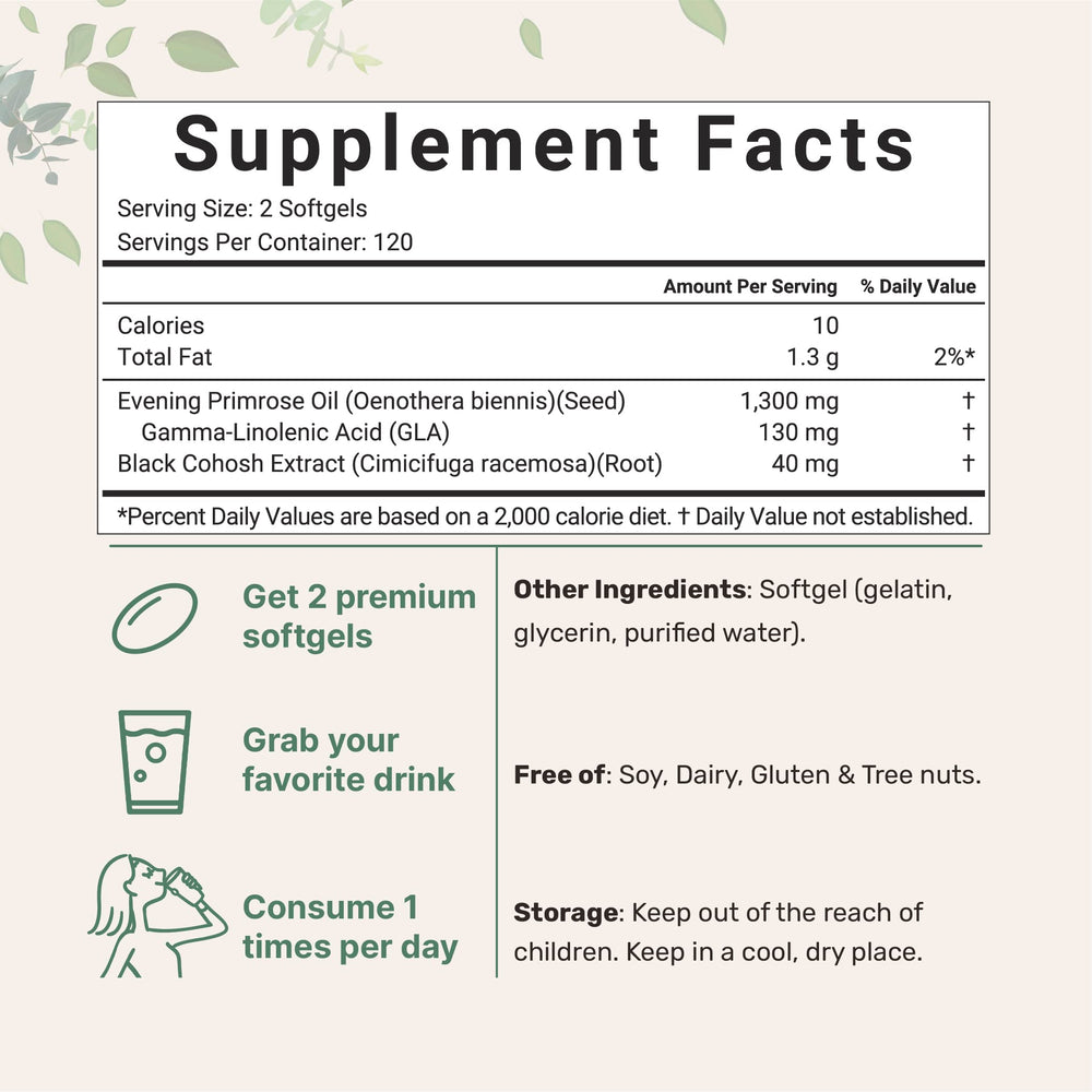 Micro Ingredients Evening Primrose Oil softgels arranged for easy daily use.