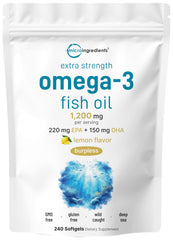Micro Ingredients omega-3 bottle front view with high-potency formula label.