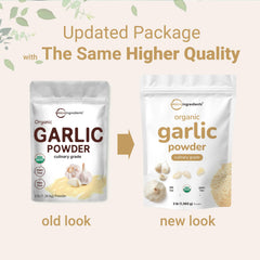 Micro Ingredients Garlic Powder ingredient label confirms non-GMO and safety.