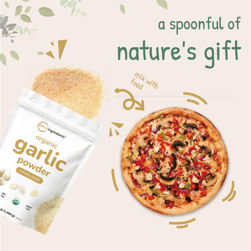 Micro Ingredients Garlic Powder spice blend setup suggests easy bulk seasoning.