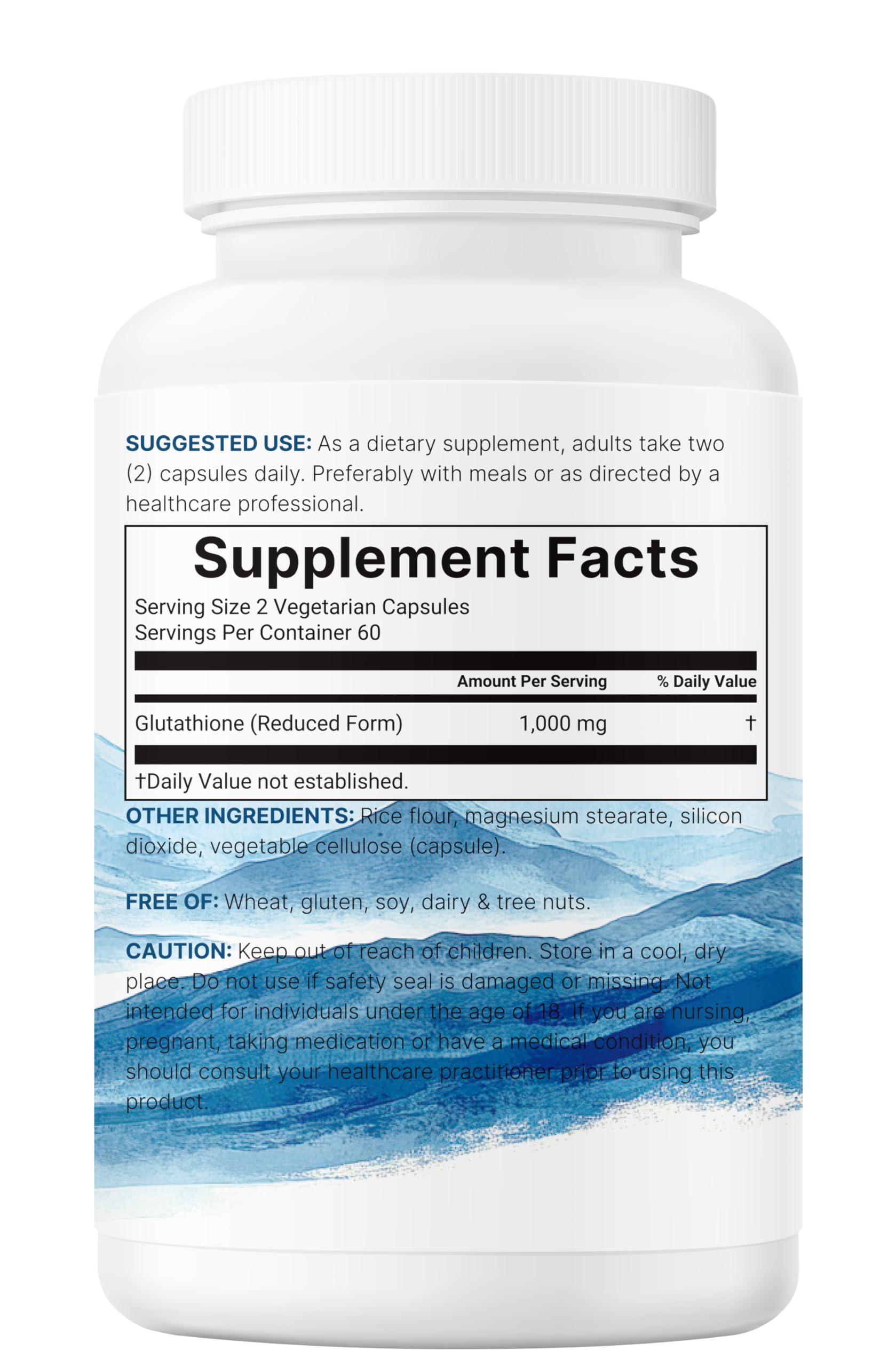 Micro Ingredients Glutathione bottle with glass suggests easy daily use.