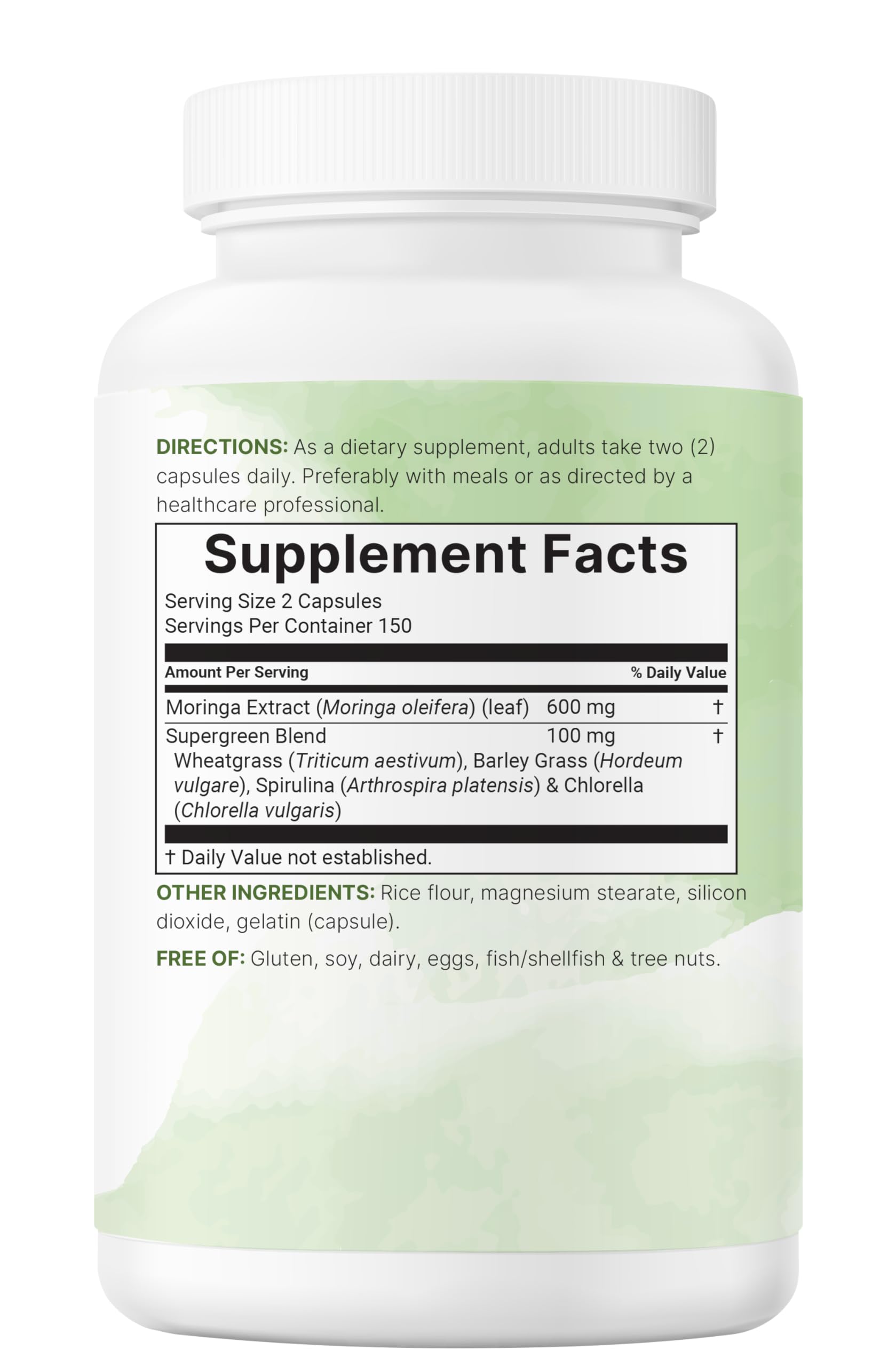 Packaging shows absence of dairy, gluten, and soy for clean ingredients.