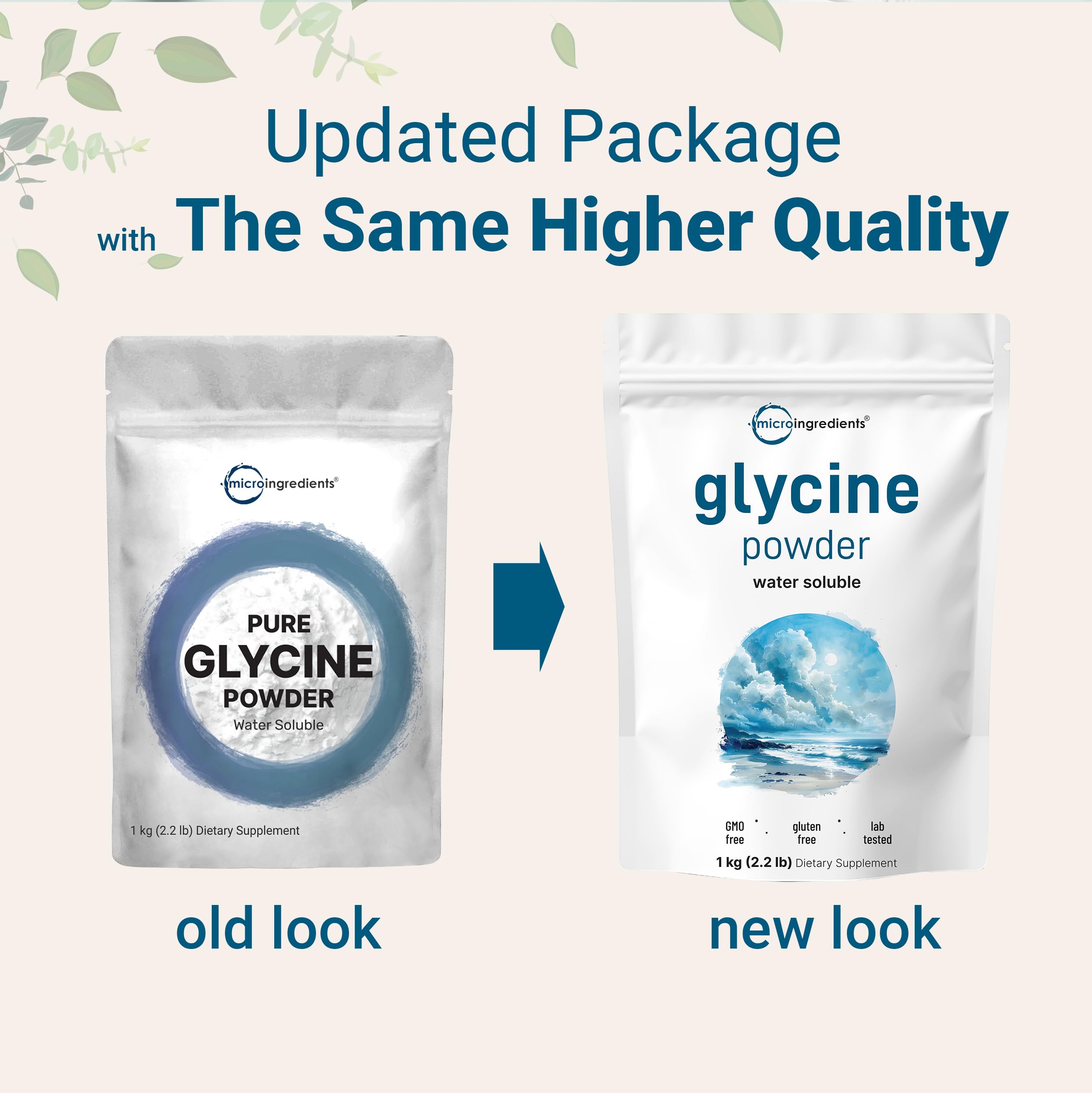 Glycine powder shake in glass; flexible daily use