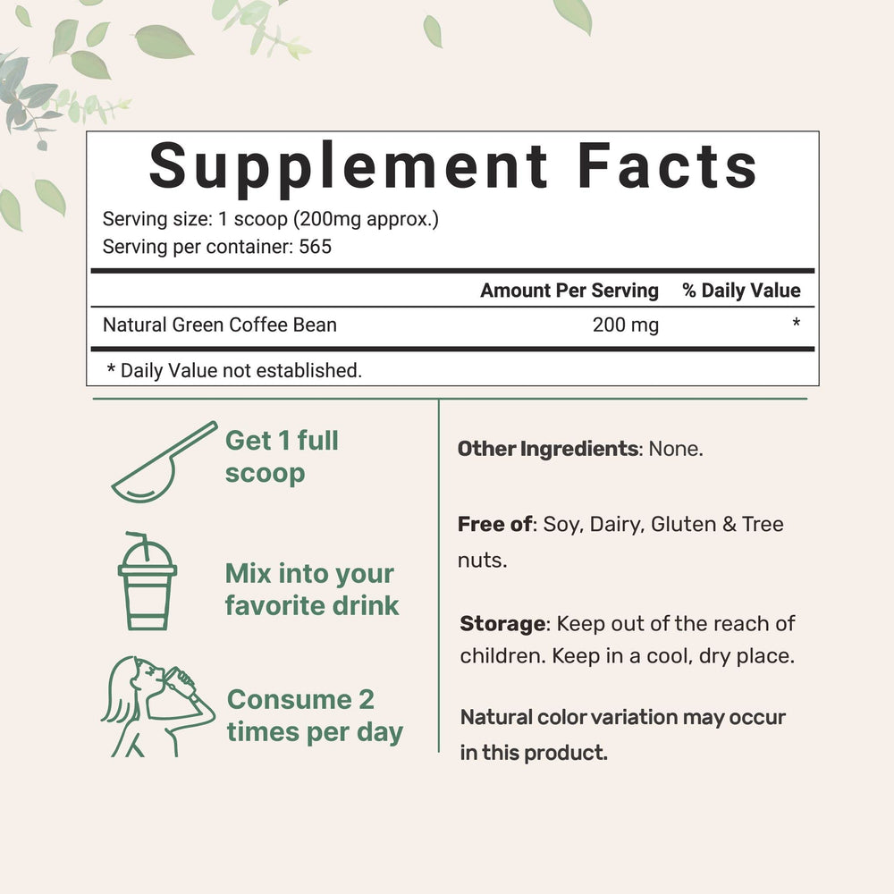 Micro Ingredients Green Coffee Bean Extract powder ready to mix into shakes.