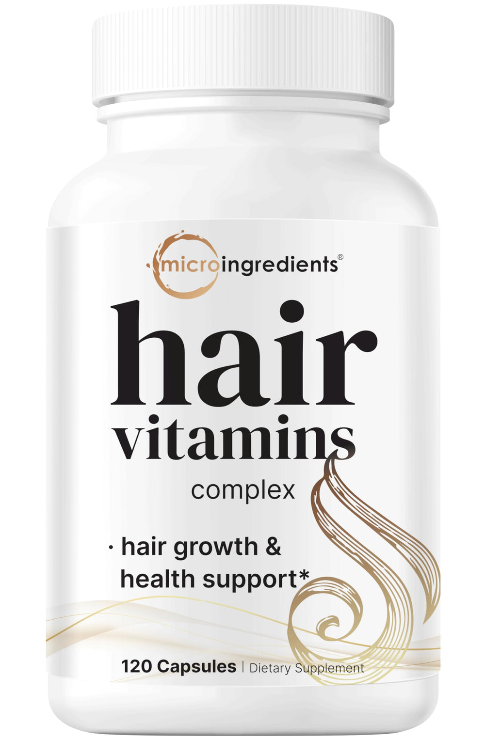 Micro Ingredients Hair Growth Vitamins bottle showing the 14-in-1 formula for daily nourishment.