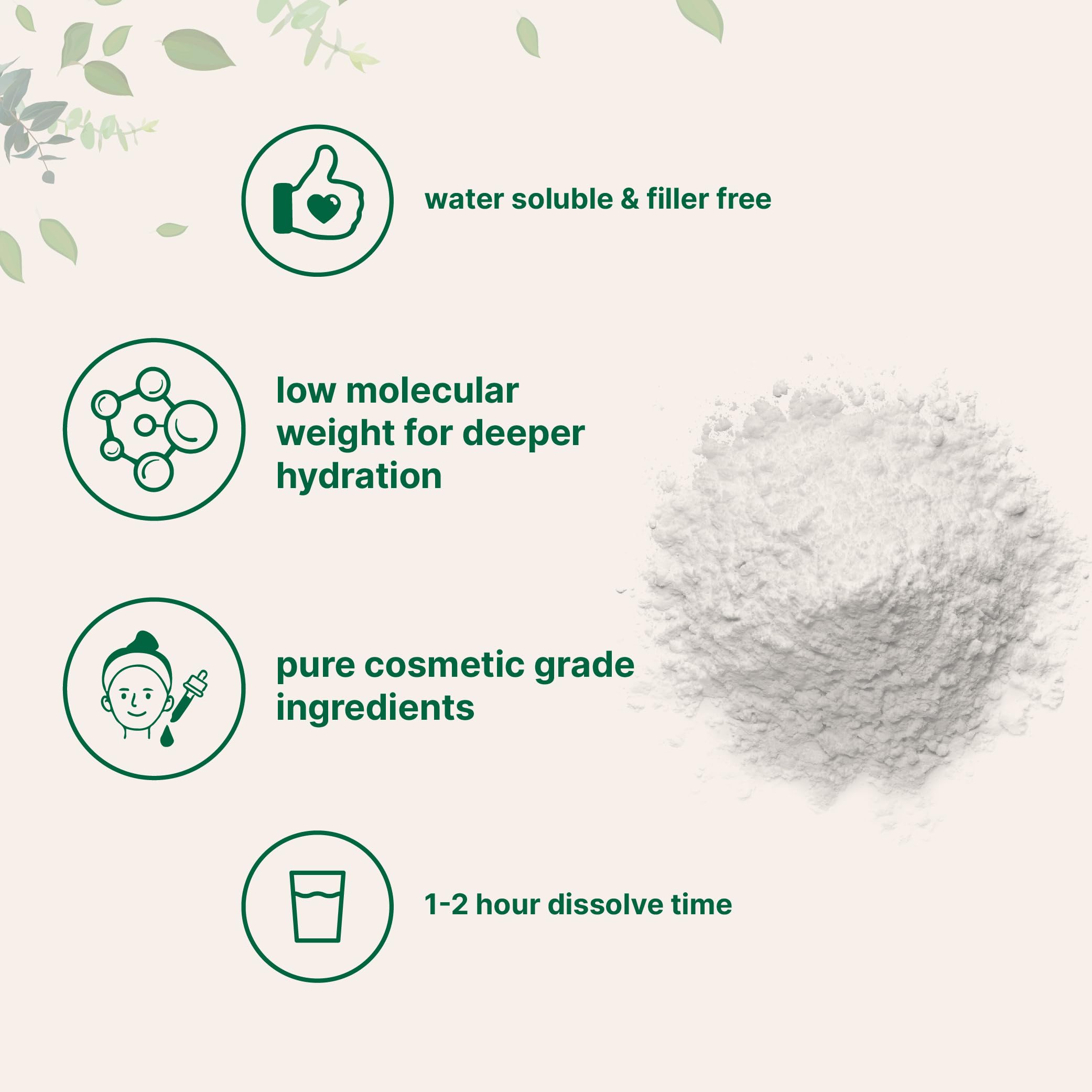 Micro Ingredients hyaluronic acid serum powder dissolves into water for hydrating skincare