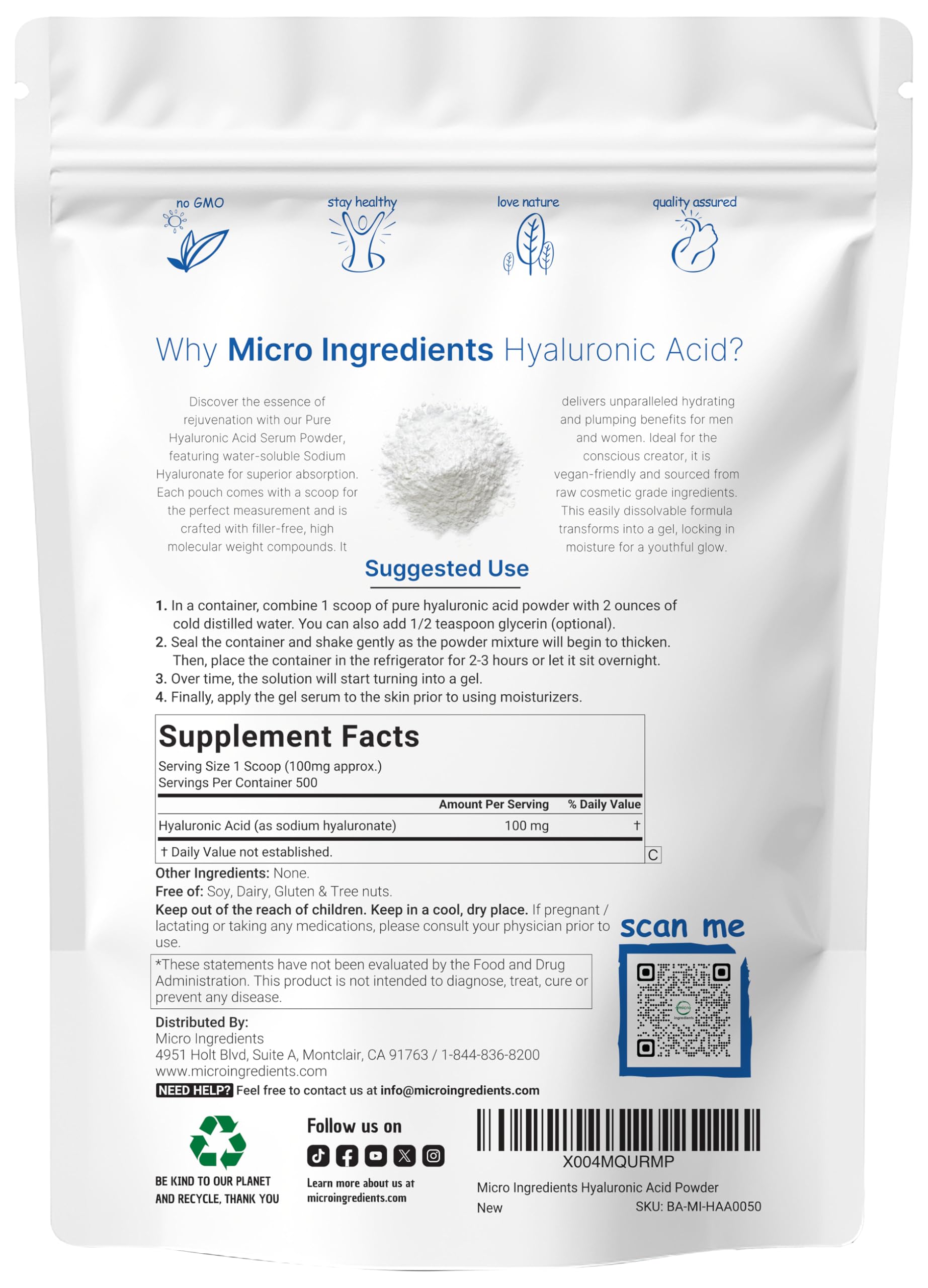 Scoop included for precise measurement of Micro Ingredients serum powder.