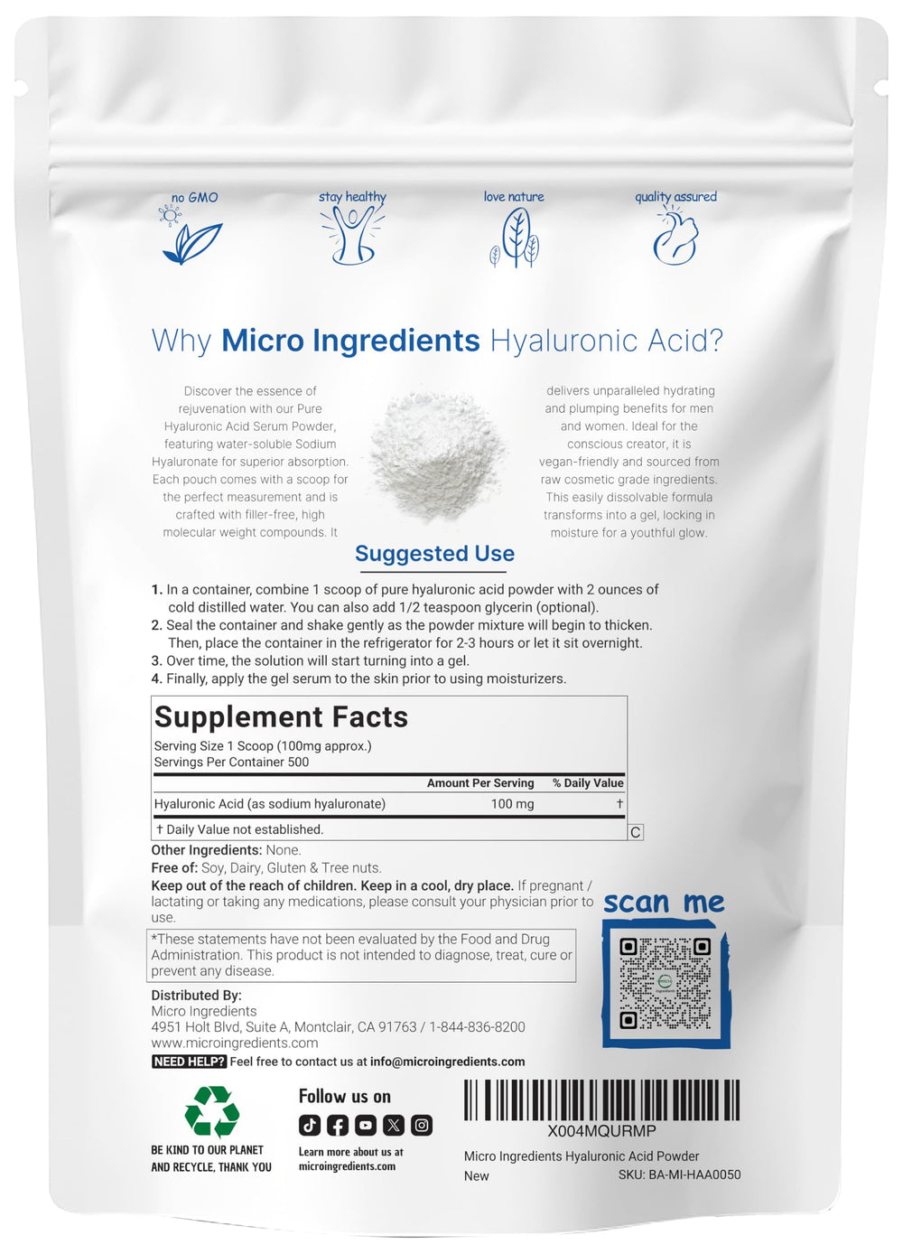 Scoop included for precise measurement of Micro Ingredients serum powder.