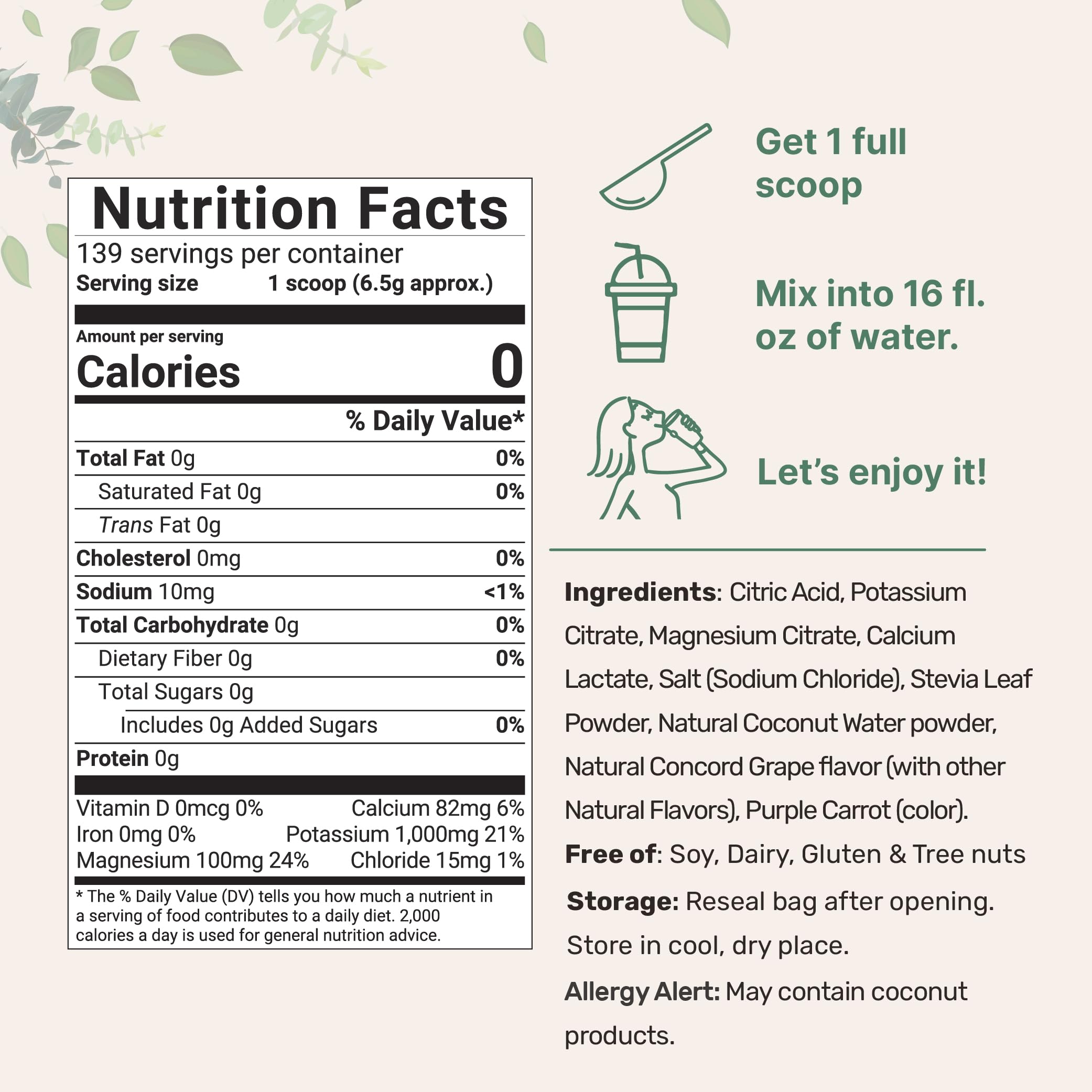 Micro Ingredients Hydration Electrolyte grape scoop illustrates easy daily serving for consistent hydration