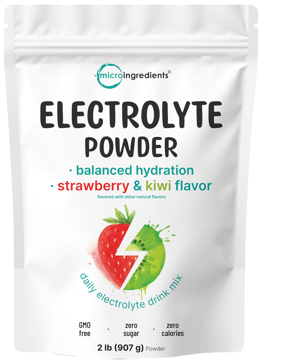 Micro Ingredients Hydration Electrolyte Powder packaging with strawberry kiwi flavor for workouts