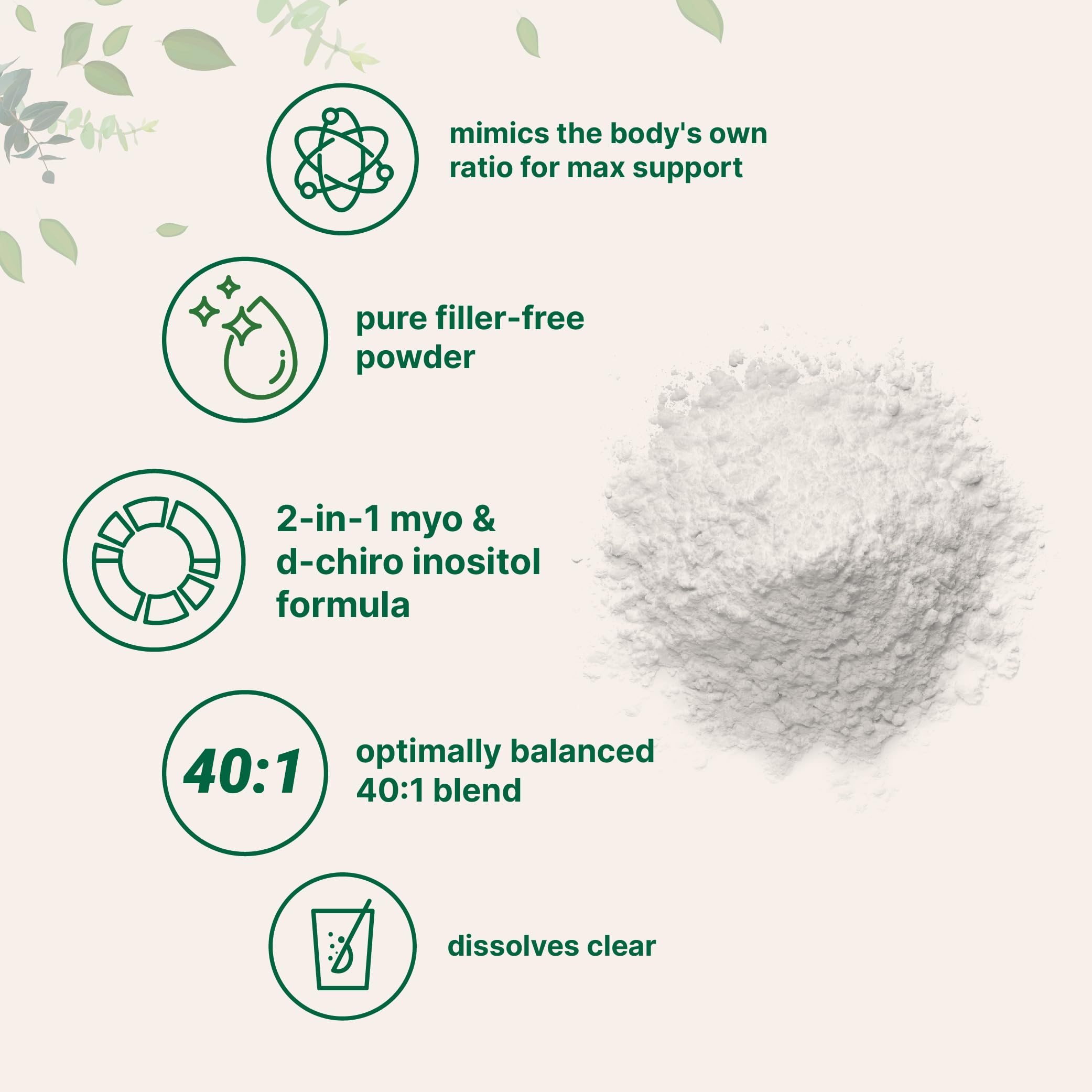 Scoop of Micro Ingredients inositol powder ready for a daily serving