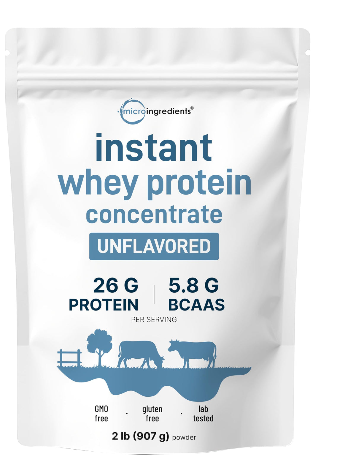 Micro Ingredients Instant Whey Protein bottle pour shows quick mixing for shakes