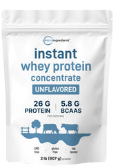 Micro Ingredients Instant Whey Protein bottle pour shows quick mixing for shakes
