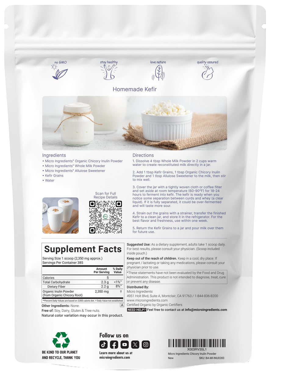 Micro Ingredients Inulin Powder scoop displaying precise measurement for reliable prebiotic servings.