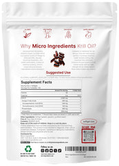 Micro Ingredients krill oil bottle label highlights triple strength formula and astaxanthin.