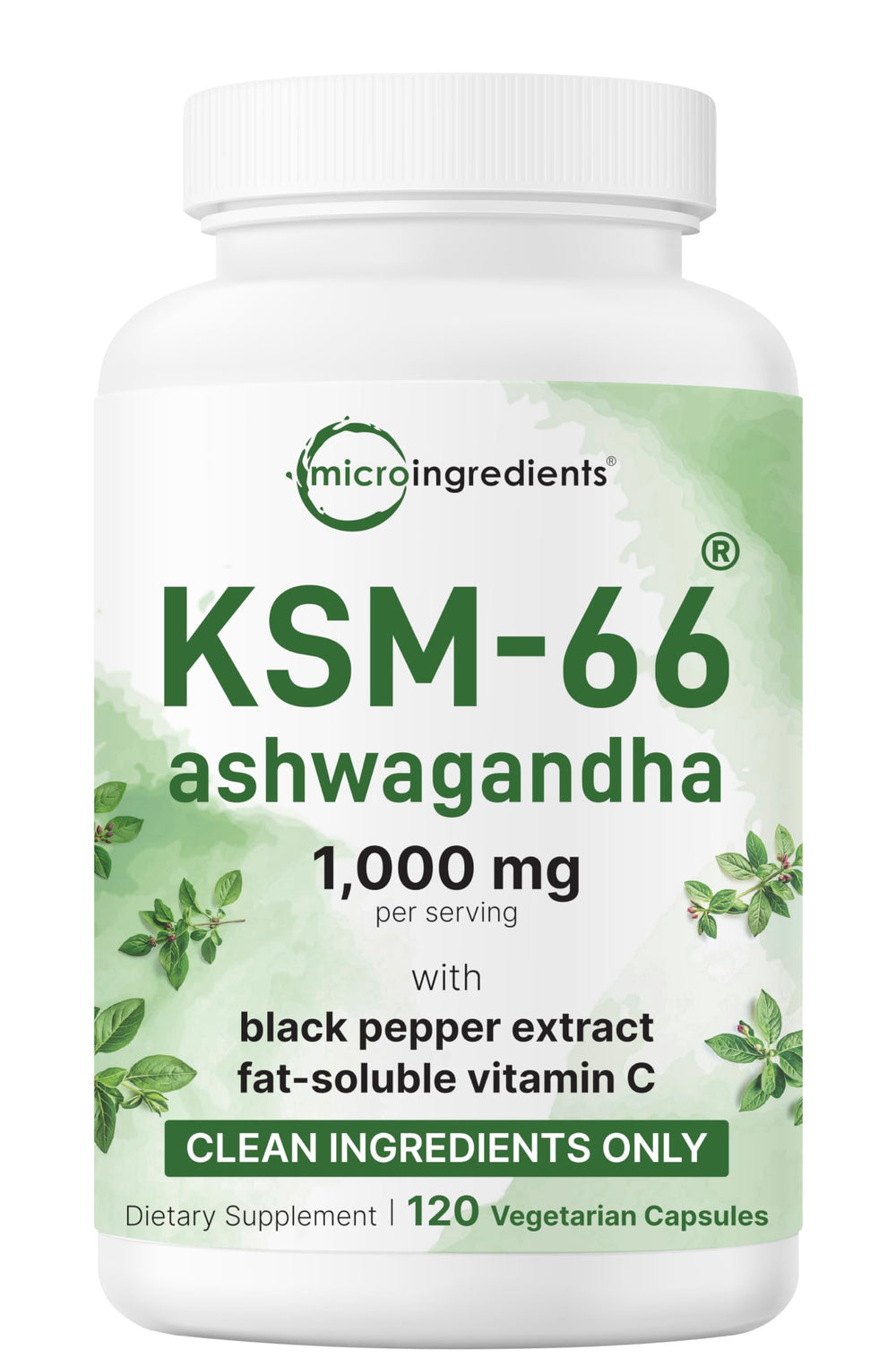 Micro Ingredients KSM-66 Ashwagandha bottle for daily stress support and relaxation.