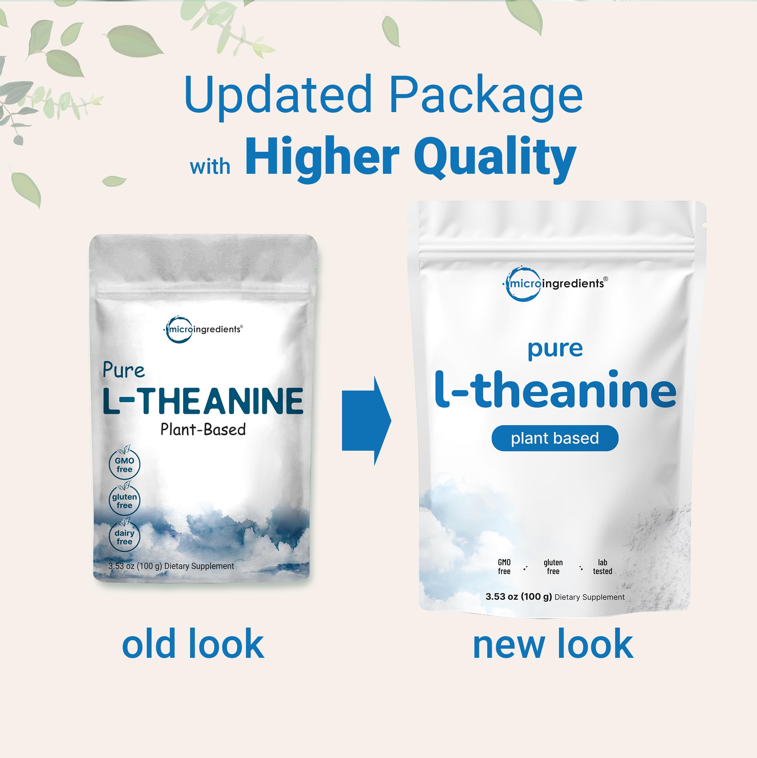 Close-up of Micro Ingredients L-Theanine powder texture.