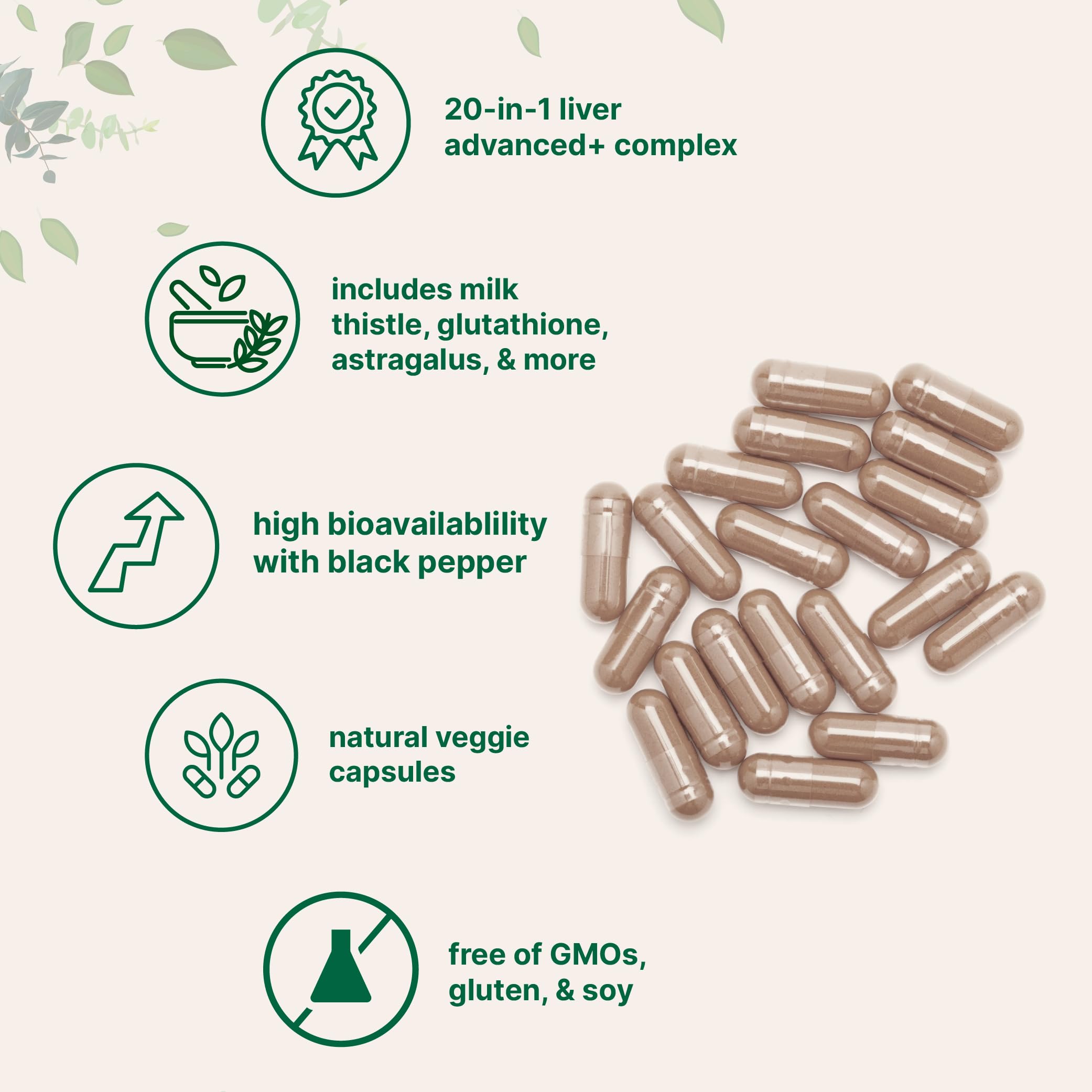 Liver Advanced+ ingredient blend image featuring milk thistle and NAC highlights.
