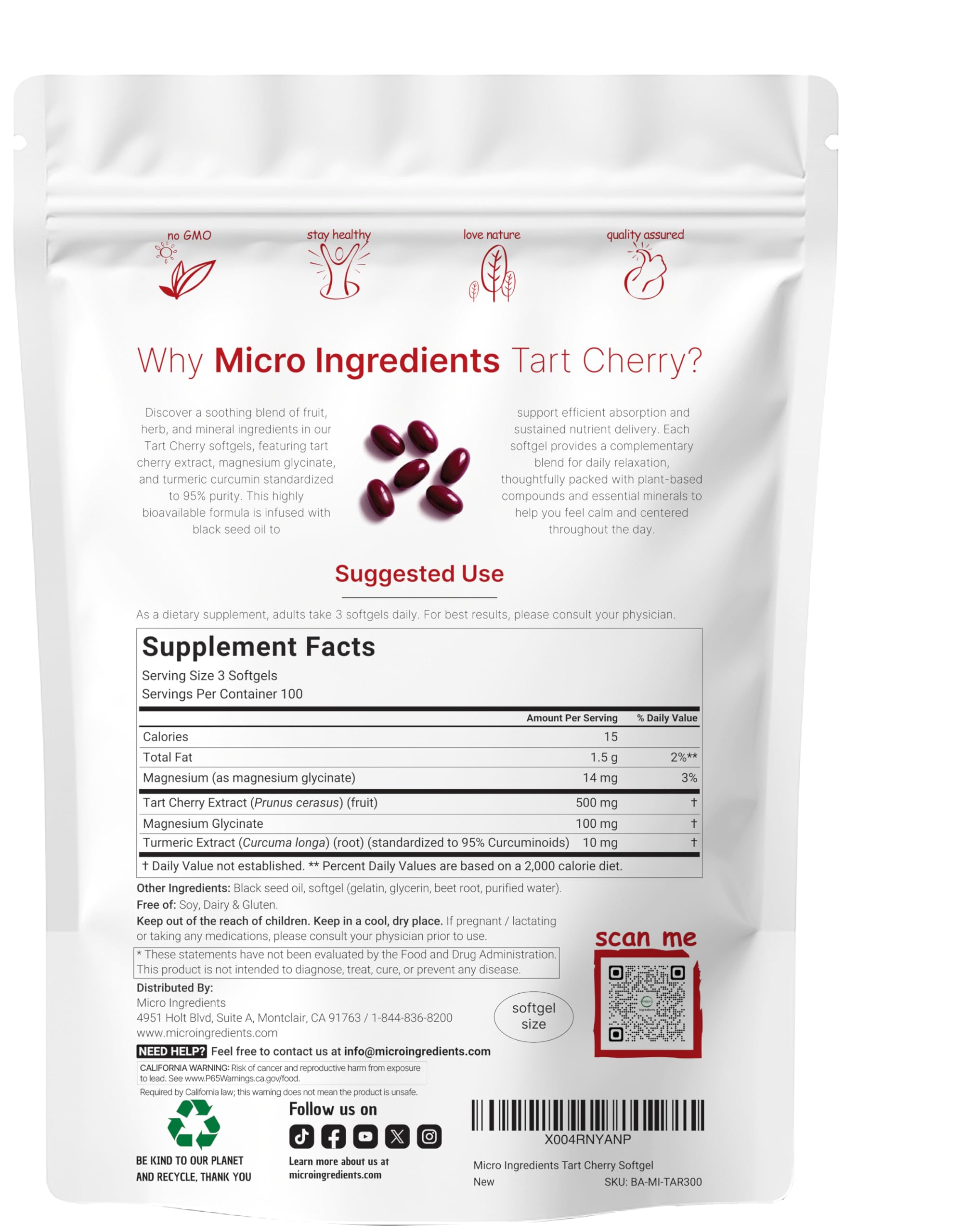 Micro Ingredients Magnesium Glycinate softgels for gentle mineral support