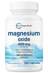 Micro Ingredients Magnesium Oxide 400mg bottle front for daily support.