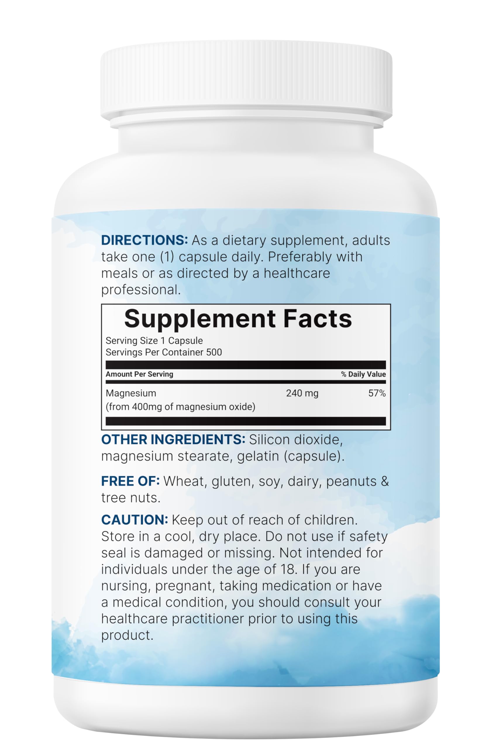 Micro Ingredients Magnesium Oxide bottle packaging highlights premium non-GMO standards.