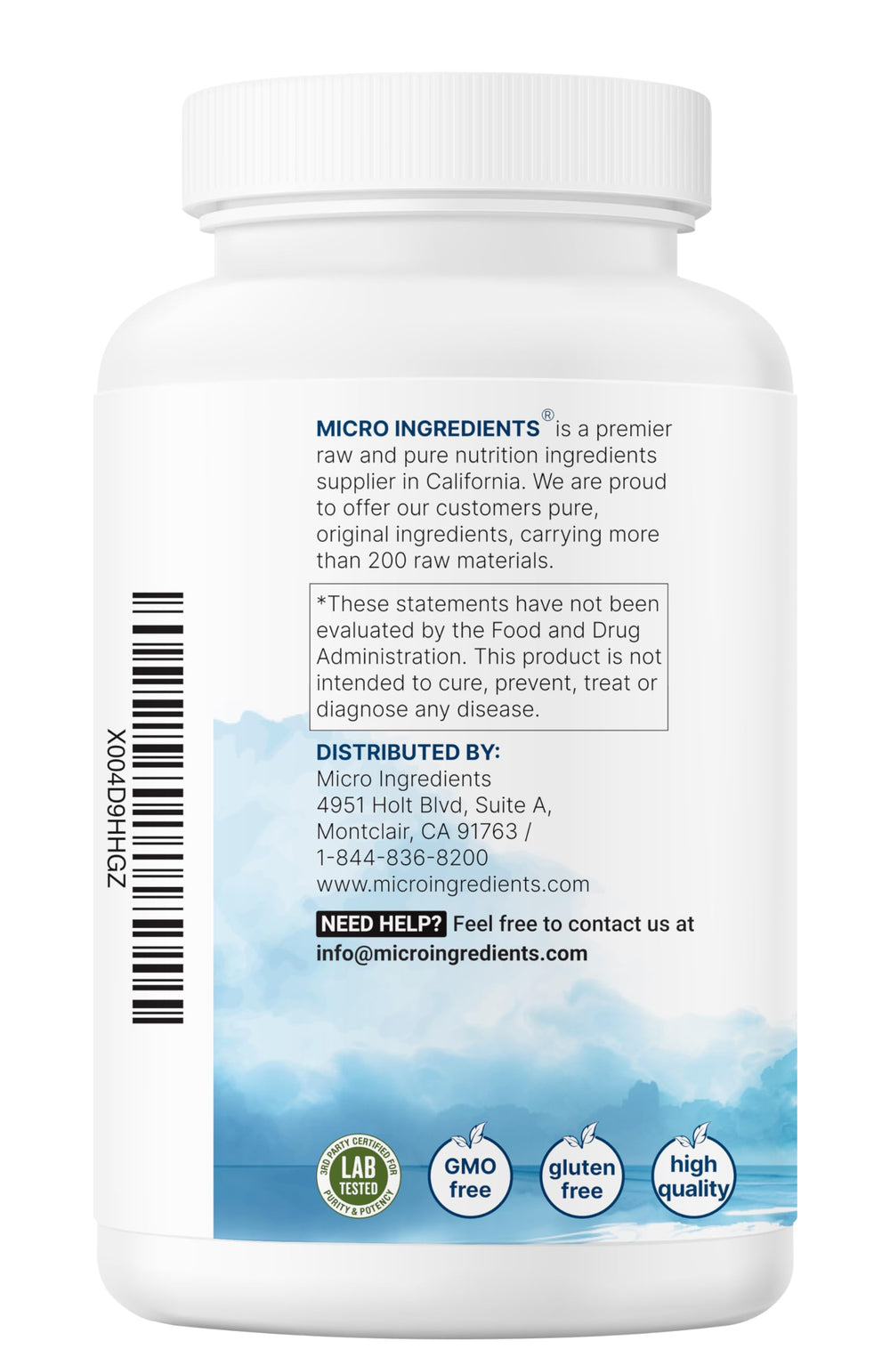 Micro Ingredients Magnesium Oxide side view shows compact travel bottle.