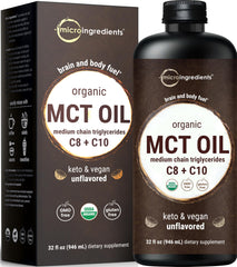 Micro Ingredients MCT Oil Organic bottle view, ideal for keto energy.