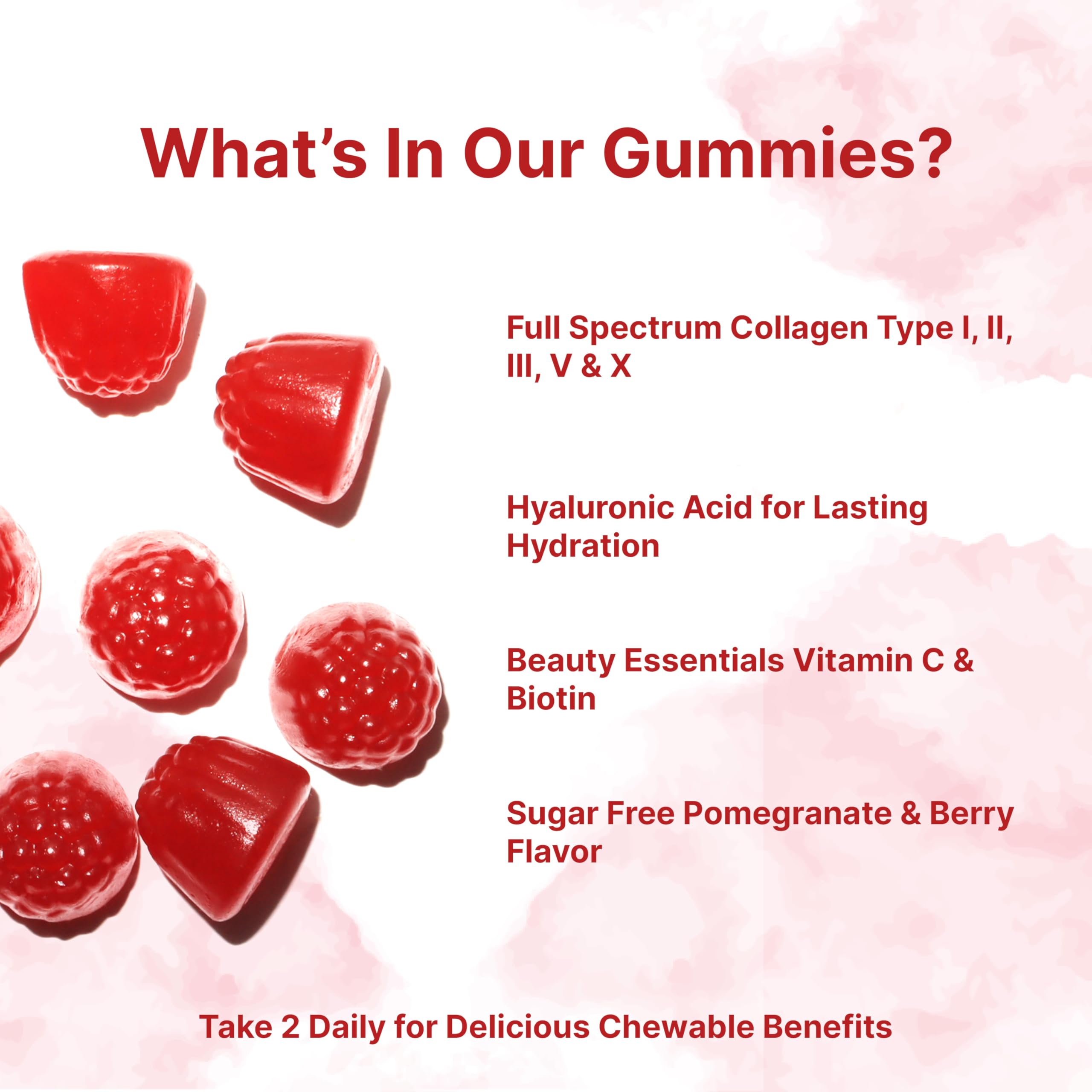 Close-up of Micro Ingredients Multi Collagen Gummies showing chewy texture for daily use.