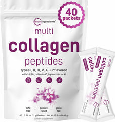 Micro Ingredients multi collagen packets front view for on-the-go beauty support