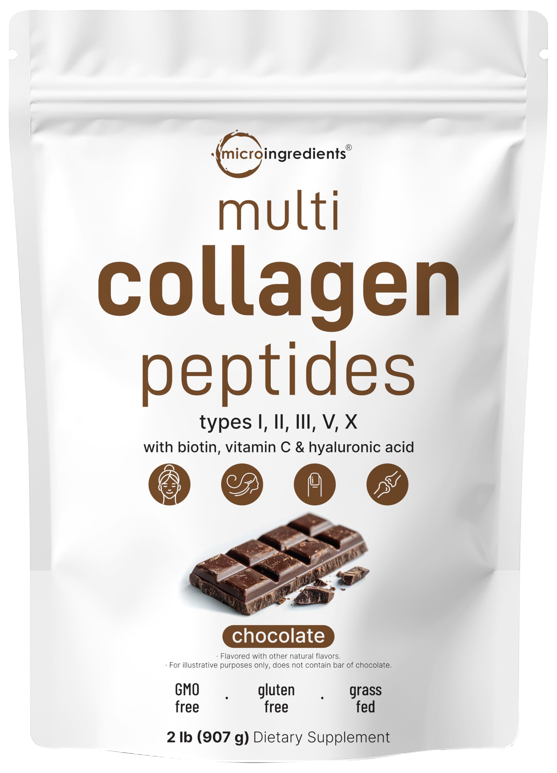 Micro Ingredients Multi Collagen Powder bottle highlights a premium supplement for hair, skin, and joints