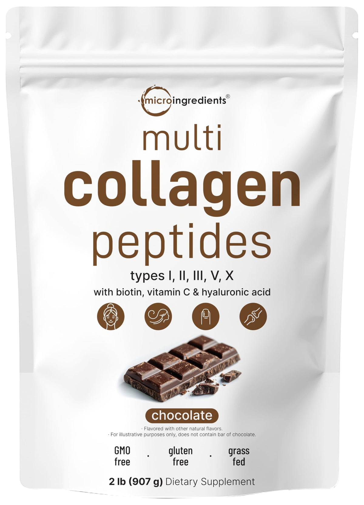 Micro Ingredients Multi Collagen Powder bottle highlights a premium supplement for hair, skin, and joints