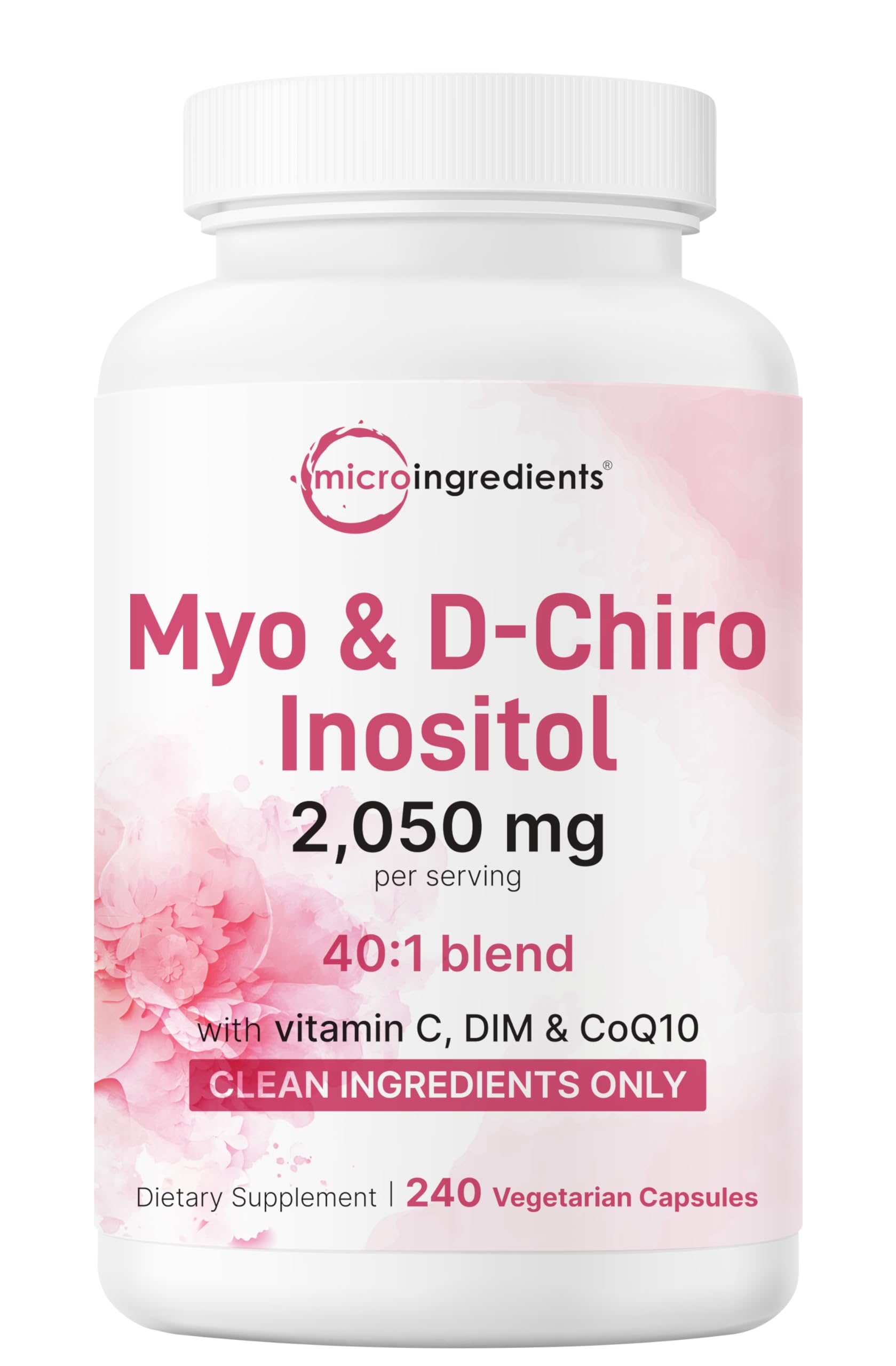 Micro Ingredients Myo-Inositol & D-Chiro Inositol 40:1 bottle for daily hormonal balance.