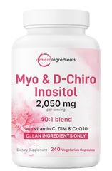 Micro Ingredients Myo-Inositol & D-Chiro Inositol 40:1 bottle for daily hormonal balance.