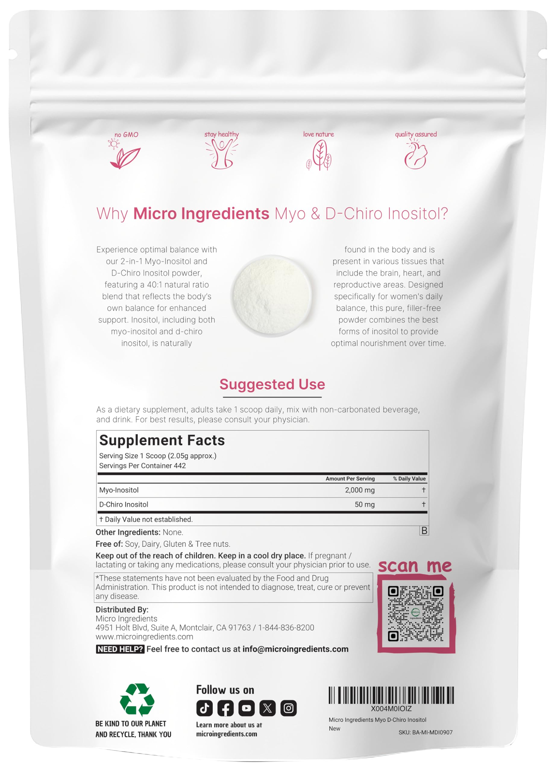 Scoop-dispense view shows Micro Ingredients daily serving