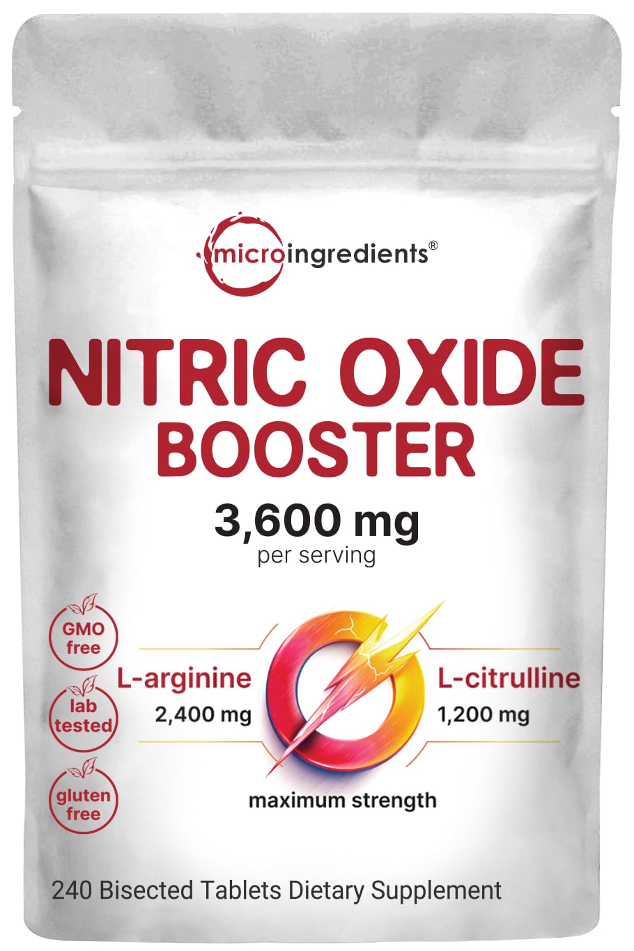Micro Ingredients Nitric Oxide bottle front view for gym performance support