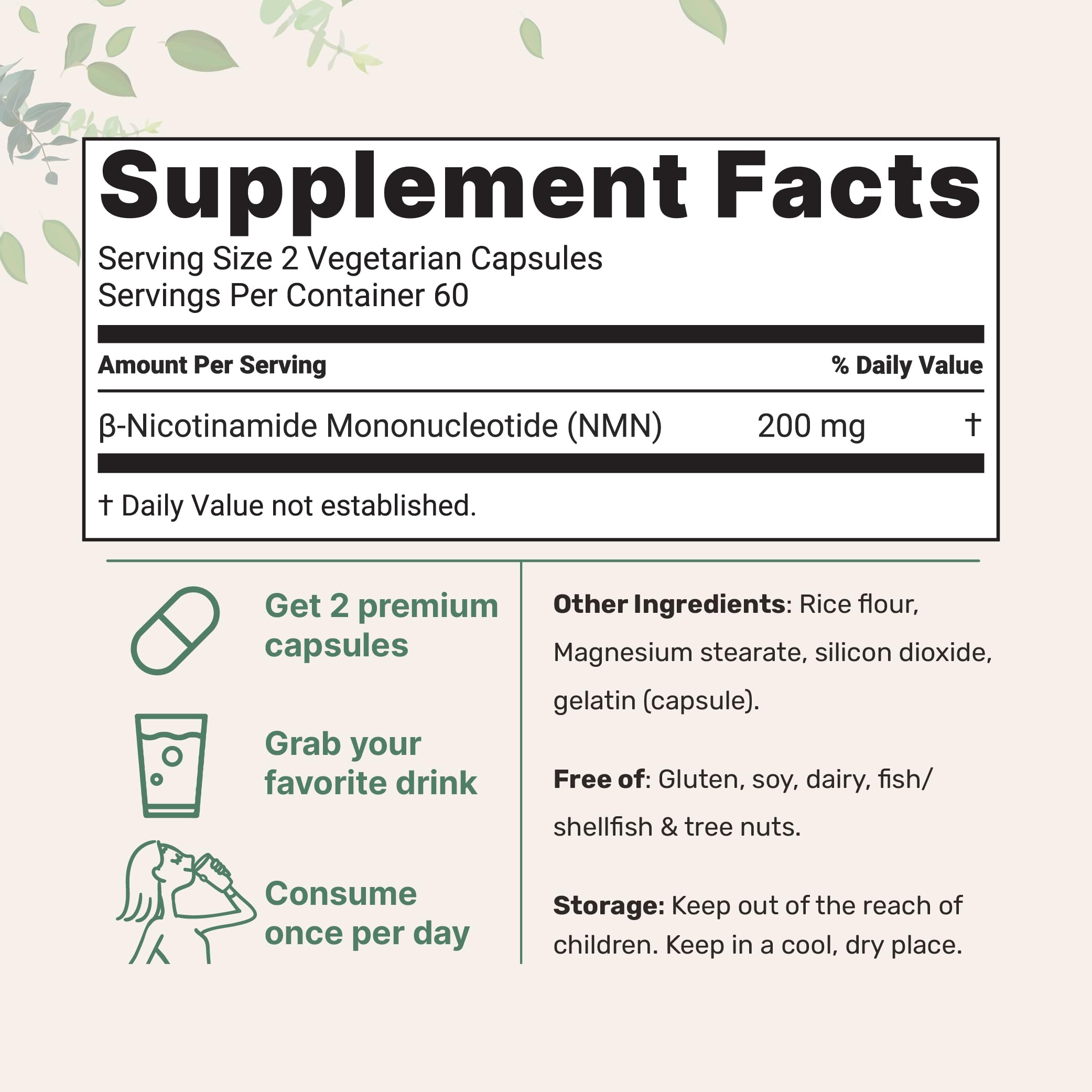 Micro Ingredients NMN capsules closeup showing easy-to-swallow vegan capsules